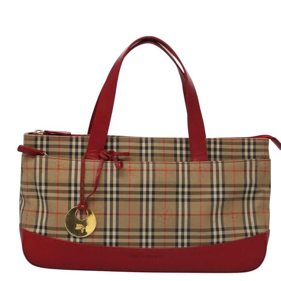 Burberry Nova Check Hand Bag Canvas Beige Red - Picture 13 of 16